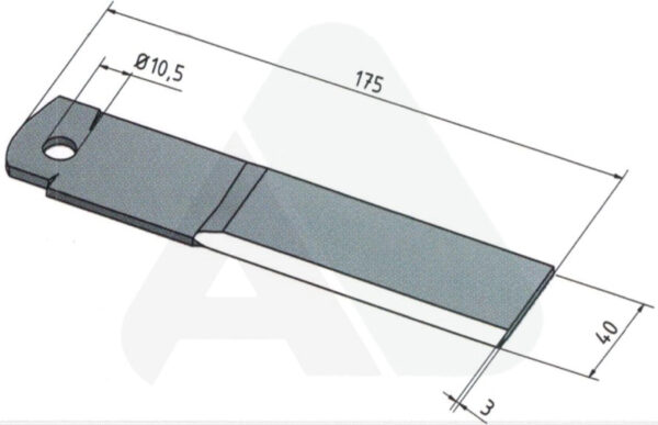 Nóż stały szarpacza słomy 175x40x3, fi10,5 - obrazek 2