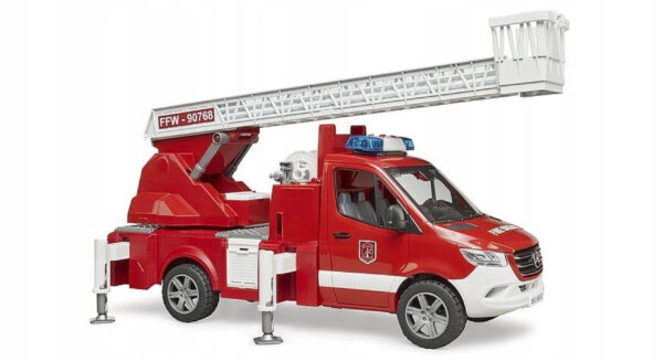 ZABAWKA WÓZ STRAŻACKI MERCEDES-BENZ Z DRABINĄ I POMPĄ WODY BRUDER - obrazek 3